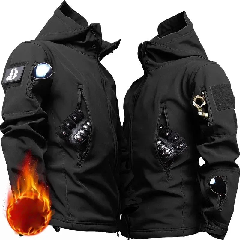 New Men's Winter Jacket Tactical  Sets Fleeced Sharkskin Windproof Waterproof Padding Suits Paintball Uniform Pockets Camo