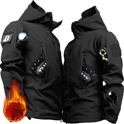 New Men's Winter Jacket Tactical  Sets Fleeced Sharkskin Windproof Waterproof Padding Suits Paintball Uniform Pockets Camo