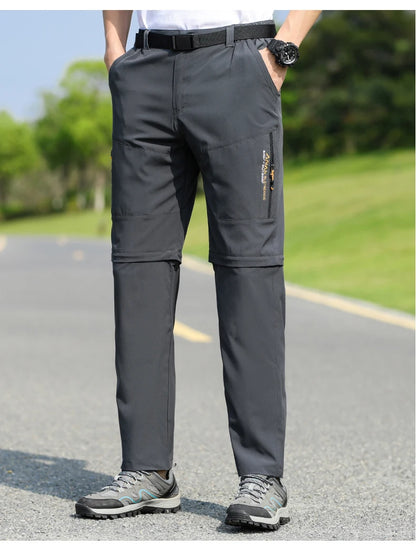 Men's 2 in 1 Convertible Hiking Pant Quick Dry Elastic Outdoor Running Cargo Trouser Summer Waterproof Fishing Camping Plus Size
