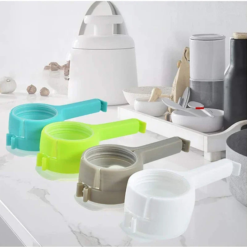 5PCS Sealer Clip With Pour Spouts Food Storage Bag Sealing Clips Plastic Cap Snack Candy Storage Fresh Clamp Kitchen Organizer