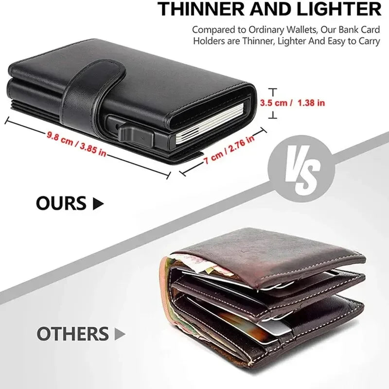 RFID Blocking Microfiber Genuine Leather Men Wallets Fashion Trifold Card Holder Money Bag Smart Slim Thin Coin Pocket Purse