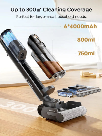 Laresar S7 Pro Cordless Wet Dry Vacuum Cleaner Mop, Lay-Flat 5-Min Drying 80°C Hot Wash 19000 Pa 50min Runtime Home Floor Washer