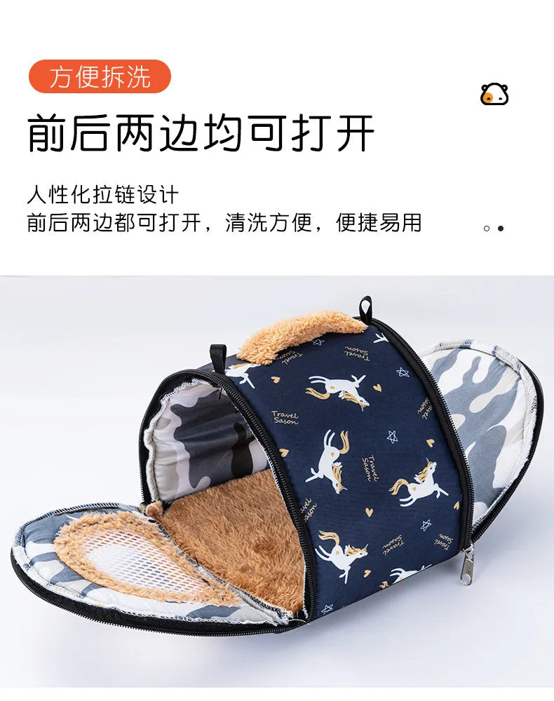 Hamster Warm Bed Portable Small Pet Cotton Nest for Hamster Sugar Glider Squirrel Guinea Pig Breathable Carry Bag