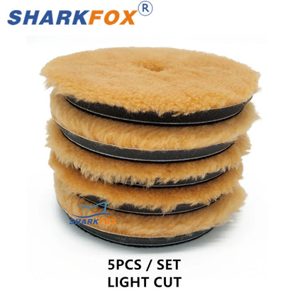 Sharkfox 5/6Inch Wool Car Polishing Pad High Density Lamb Woollen Polish Buffing Pad Wool Polishing Pad for Car Detail Polishing