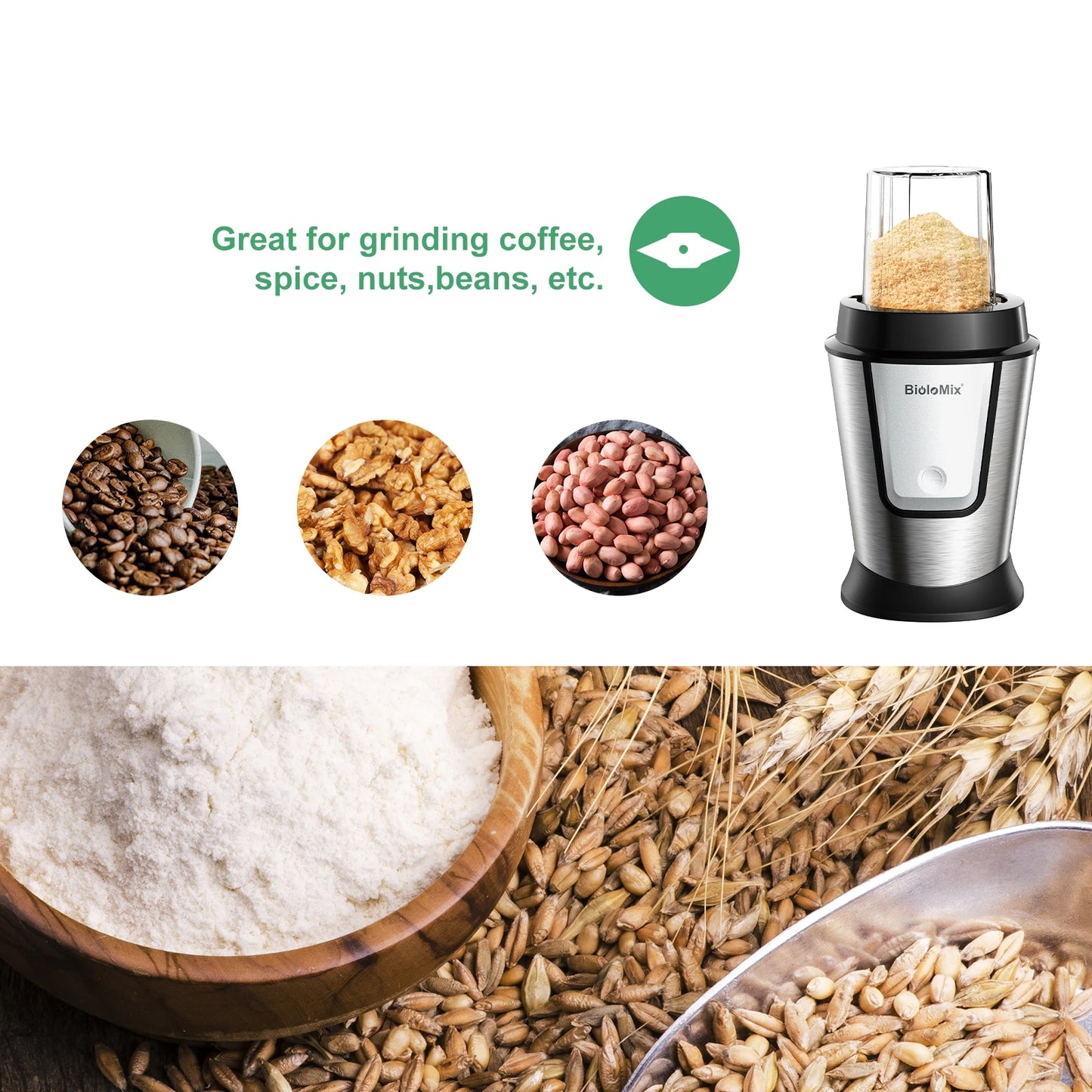 BioloMix 700W Compact Kitchen Blender 3-in-1 Juicer Food Processor and Dry Grinder Perfect for Making Fresh Juices Dips