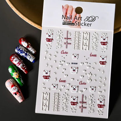Winter Christmas Atmosphere Nail Stickers Snowman Snowflake Wapiti Self-adhesive High Quality Cute Nail Stickers Nail Art Deco