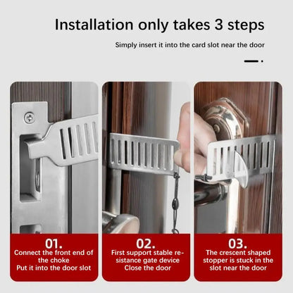 1pc Portable Door Lock Latch For Travel Safety No Drill Manual Hotel Room Jammer Students School Devices For Personal Protection