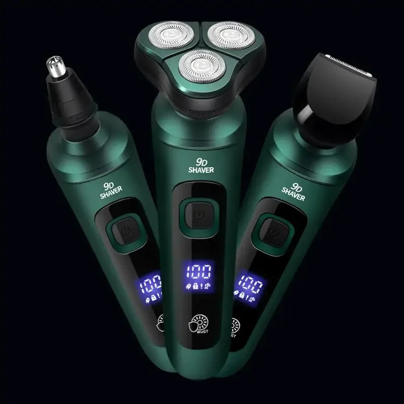 New Electric Shaver LED Digital Display Three-head Floating Razor USB Rechargeable Washing Multi-function Beard Knife