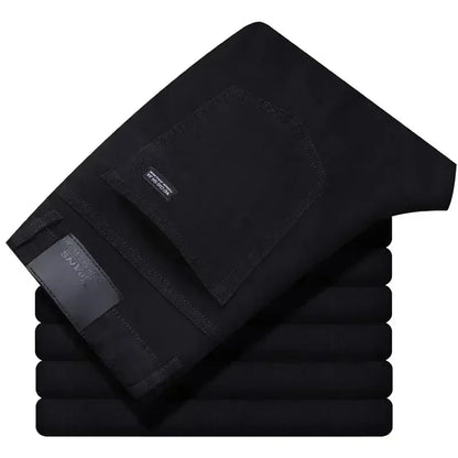 2026 Top Brand Washed Jeans Trousers Four Season Men's High Quality Jeans Business Casual High Waist Denim Pants