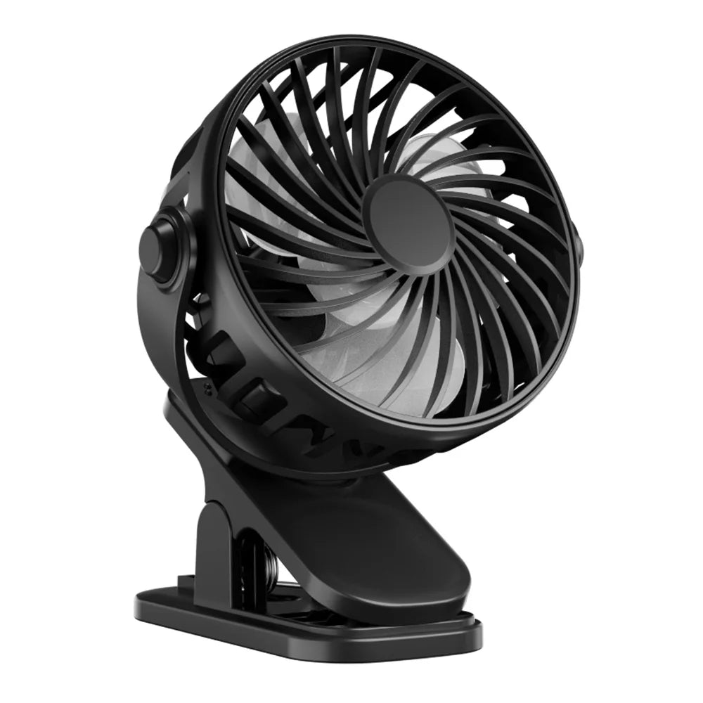 Rechargeable Fan 720° Rotating Hanging Clip Fan with Nightlight for Easy Portability Office Bedroom Dormitory Outdoor Small Fan