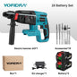 YOFIDRA Brushless Electric Hammer Impact Drill 26MM Cordless Woodworking Impact Drill Power Tools Set For Makita 18V Battery Pin