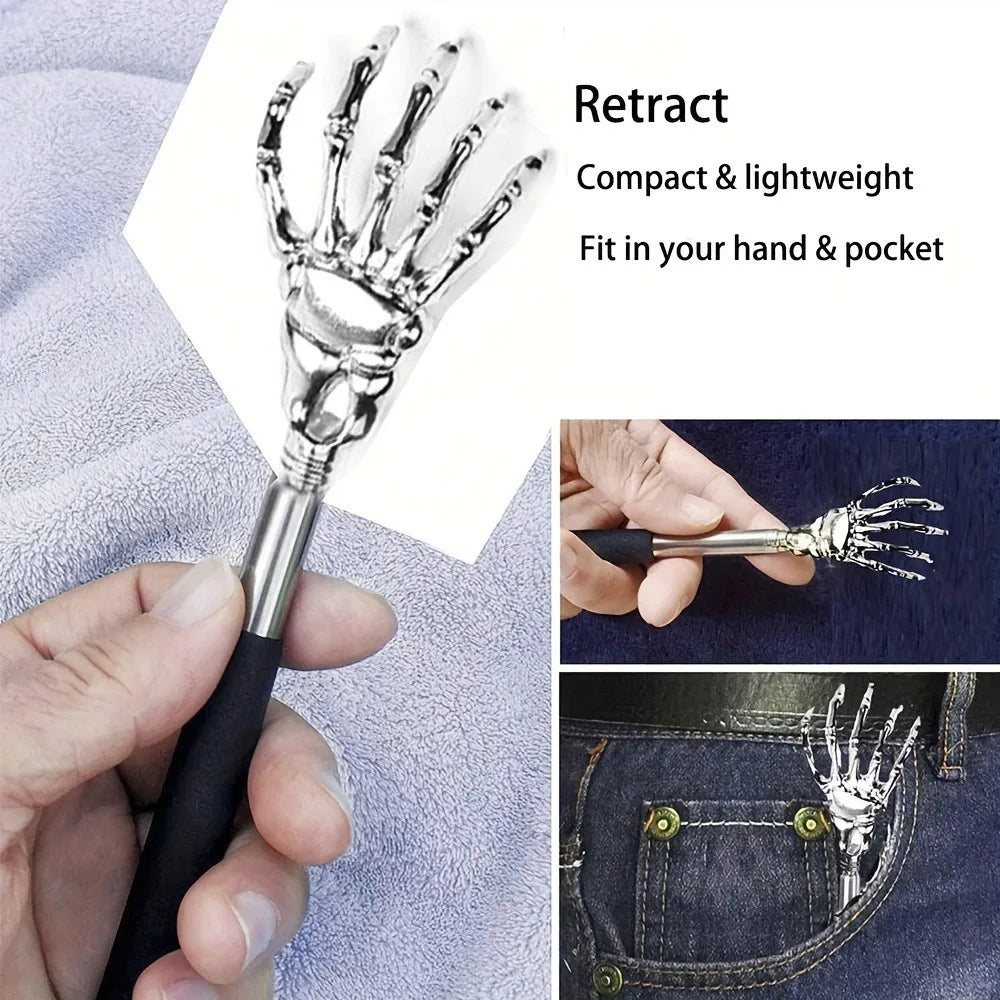 Skull Palm Telescopic Back Scratcher Hand Massager backslap with Rubber Handles Fun And Novel Tool For Decompression Hand Stick