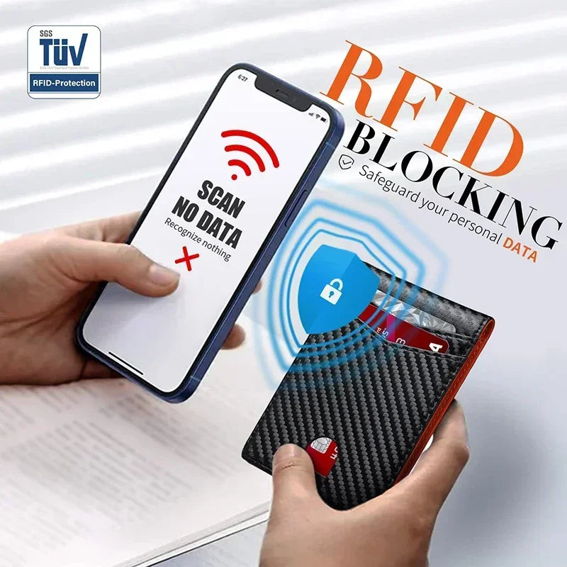 Rfid Carbon Fiber Luxury Men Wallets Money Bag Slim Thin Man Card Holder Wallet for Men Small Short Purse Male Vallet Billfold