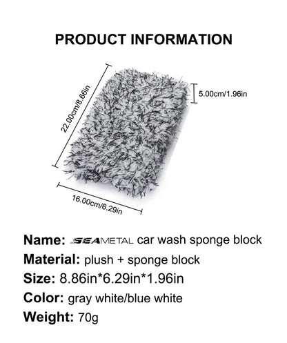 SEAMETAL Car Wash Microfiber Car Washer Sponge Car Care Detailing Brushes Washing Towel Sponge Block Car Cleaning Products