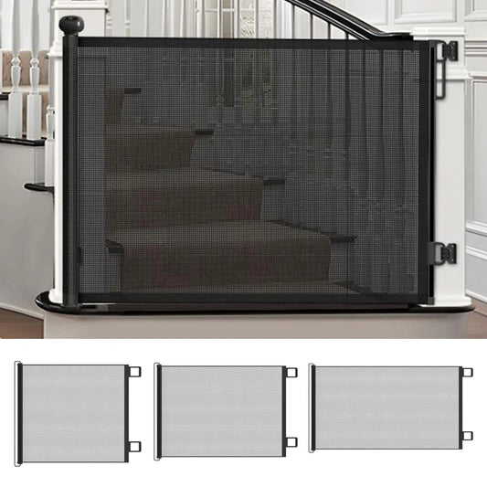 Retractable Baby Gate Punch-free Pets Stair Gate Dog Cat Stair Door Fence Childproof Net No-Drill Mesh  Kids Safety doorway