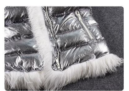 Maomaokong 2023 Women Winter Natural Real Fur Collar Thick White Duck Down Jacket Luxury Female Clothes Outerwear Puffer Coat