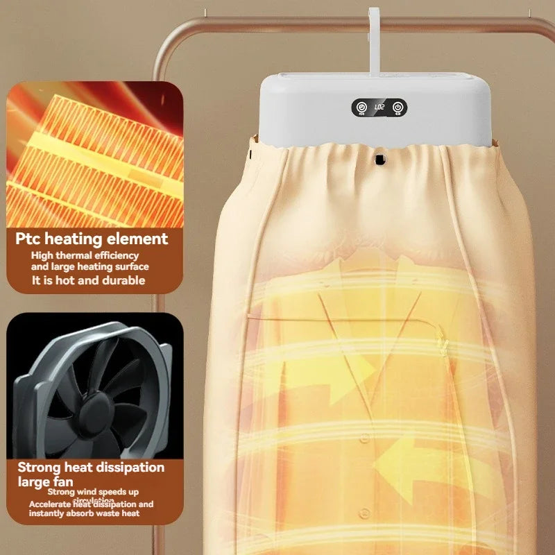 New Mini Portable Dryer Foldable Electric Dryer Intelligent Timed Fast Drying Household Cabinet with Drying Bag Compact Travel