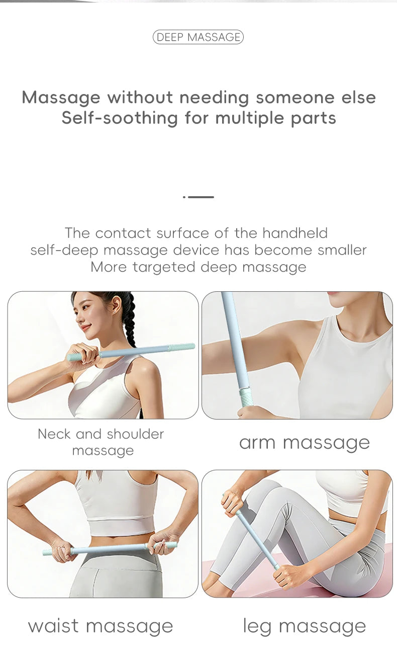 Massage Rod – Compact Deep Tissue Massage Roller Stick – Myofascial Release Tool for Legs, Back, Neck, Arms & Shoulders – Muscle