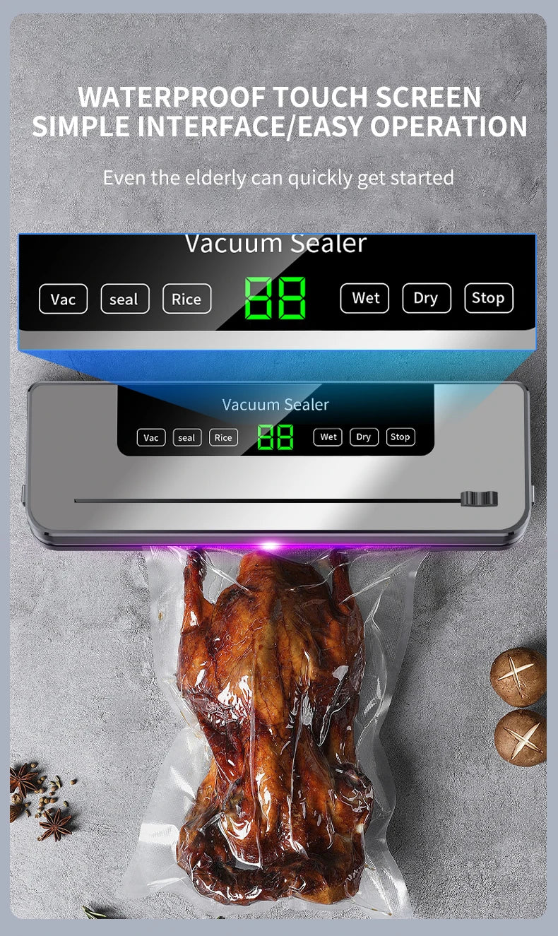 Electric Vacuum Sealer Machine Dry/Wet Food Packaging Vacuum Sealing Bags Food Storage Vacuum Packaging Machine for Kitchen
