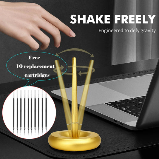 New Creative Aluminum Alloy Magnetic Levitation Self Supporting Signature Pen Business Office Swing Freely Not Fall Pen Gift Box