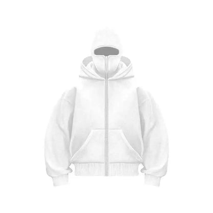 Unisex Plain Hooded Zip Up Sweatshirt Autumn Winter Ins Style Couple Matching Pullover Jacket