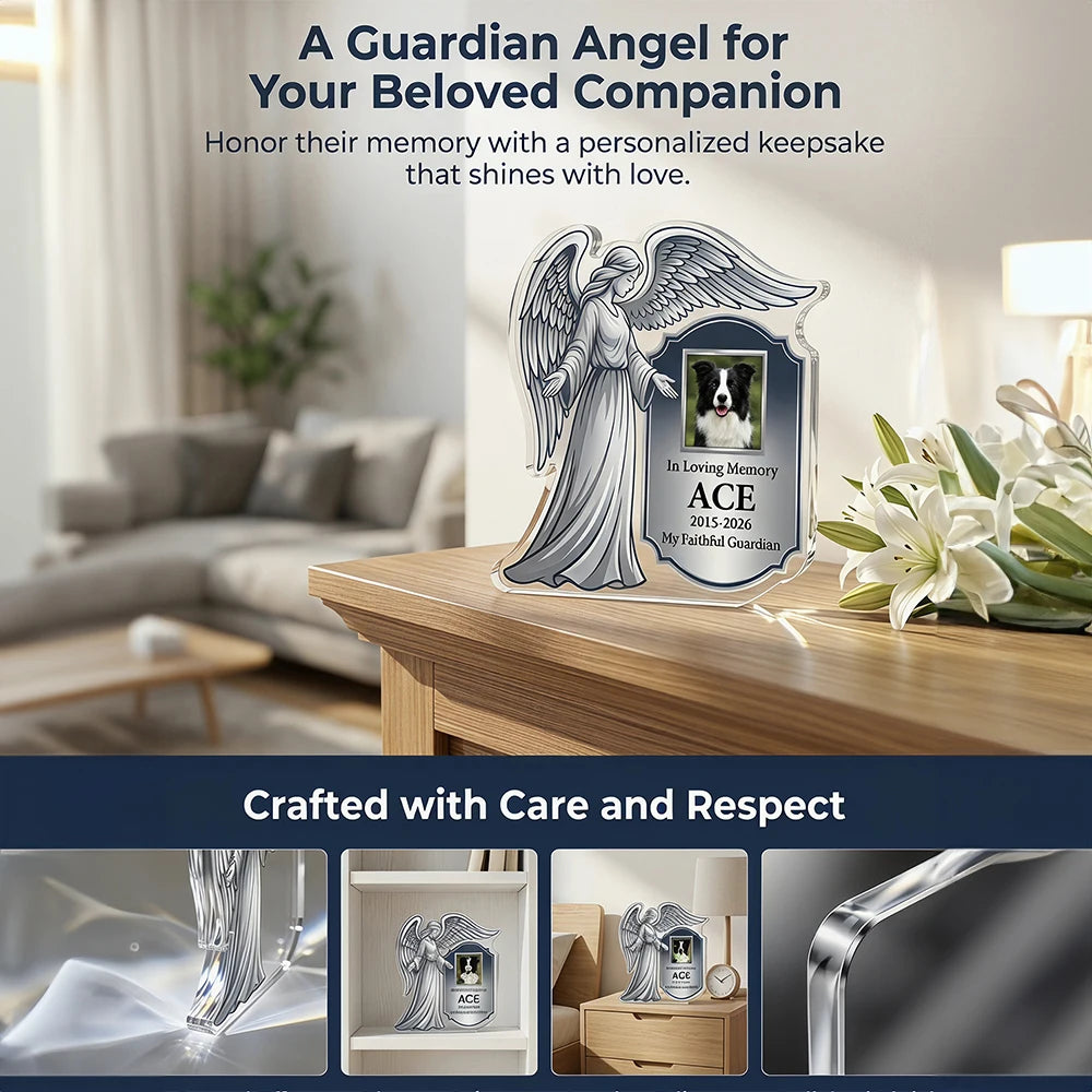 Custom Text Photo Pet Commemorative Angel Plaque,Acrylic,Pet Grief Remembrance Gift,Keepsake Ornament,Remembrance Anniversary