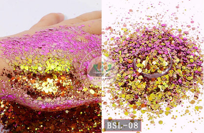 5g/BagGlitter Chameleon Nail Flakes Iridescent Chameleon Nail Powder Holographic Laser Colorful Nail Sequins 120 Colors Mix Size