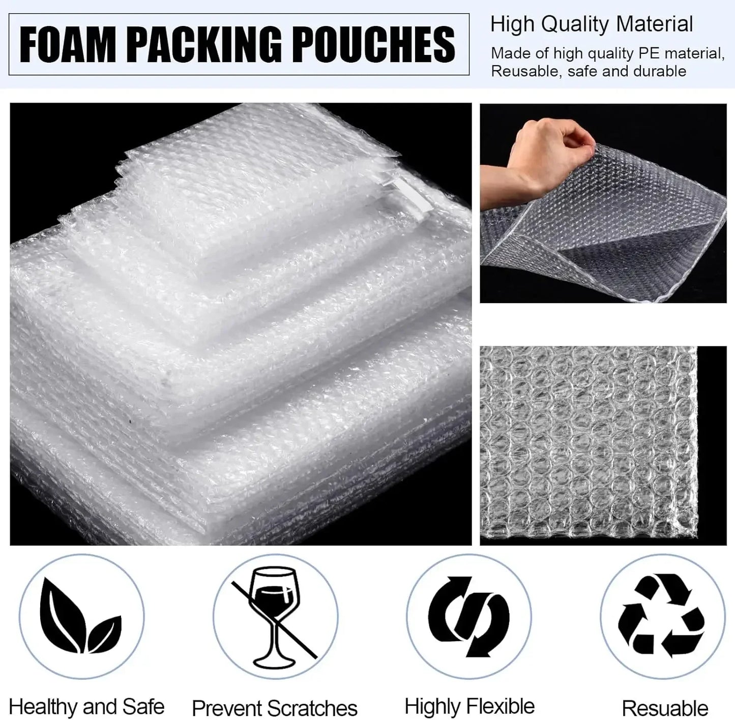 Transparent Bubble Mailers Self-sealing Plastic Shockproof Shipping Bag Self-adhesive Bubble Foam Packing Bags Cushioning Bag