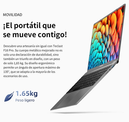 Teclast F16Pro Laptop 15.6 Inches, Backlit Keyboard, for Intel N95, 16Gb Ram 512Gb Rom, 1920X1200 Fhd Ips, Compatible with Mini-Hdmi