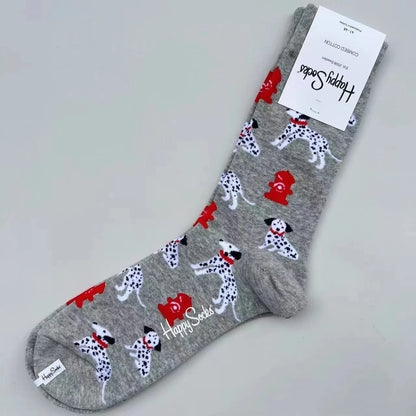 Happy Socks Men's Mid-tube Socks Four Seasons Pure Cotton Classic Socks SIZE 41-46