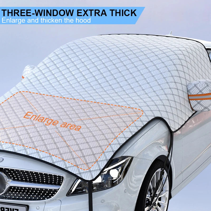SEAMETAL Upgraded Car Window Snow Cover Large Size Windshield Snow Shield with Hood Cover Universal for Sedan Suv Hatchback