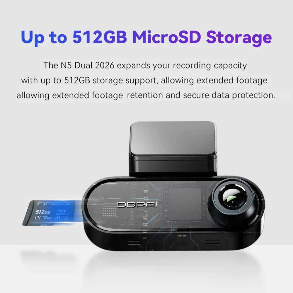 DDPAI Dash Cam N5 Dual Front and Rear 4K Ultra HD Resolution Dash Camera NightVIS ADAS GPS Auto Record