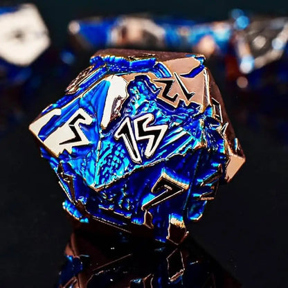 D&D Dice 7 Die Metal DND Dice Set, Weighted Metallic for Dungeons and Dragons Dice Set, Polyhedral D and D Dice Roleplaying Cube