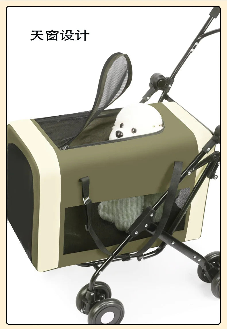Detachable Cabin Pet Stroller Lightweight Foldable Cat Dog Trolley Outdoor Travel Hand Push Cart for Small & Medium Sized Pets