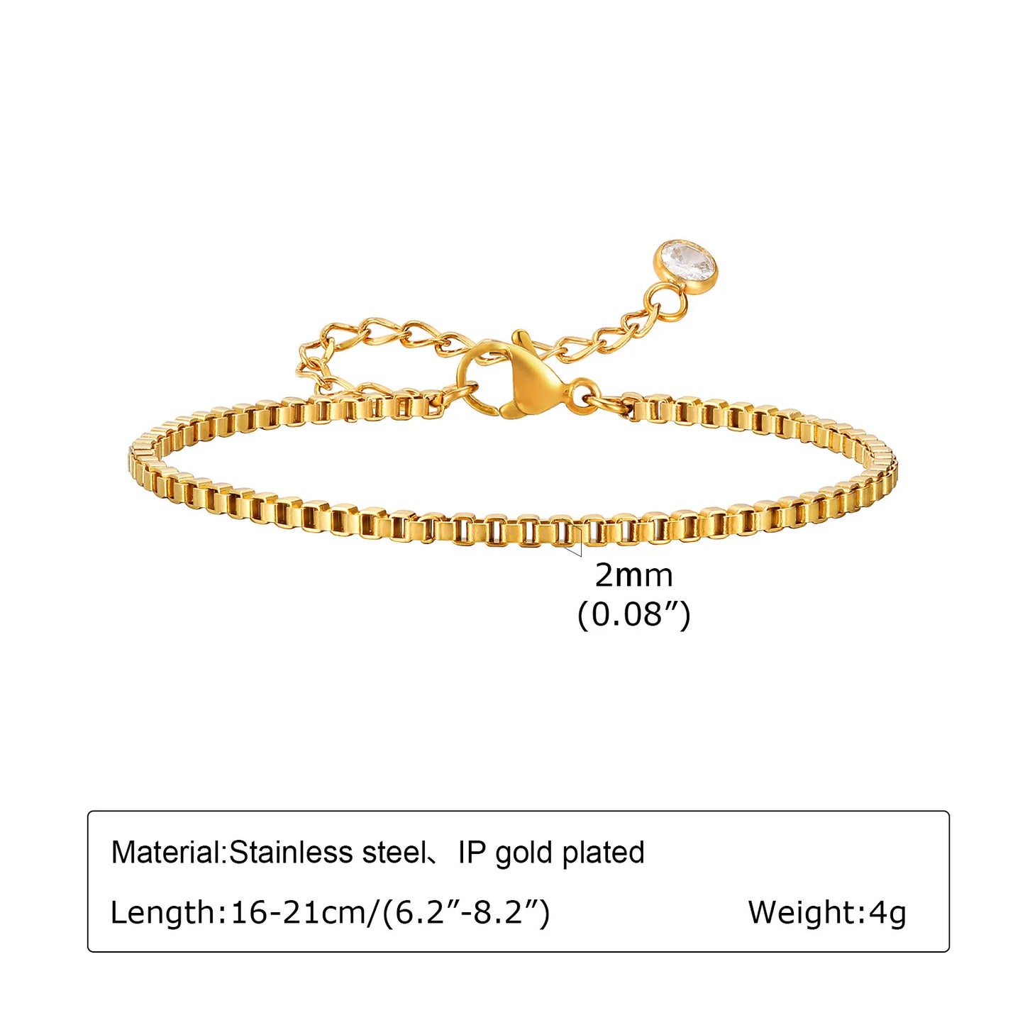 Non Tarnish Stainless Steel Bracelet Gold Plated Stackable for Women, Thin Herringbone Chain Bracelet Waterproof Jewelry Gift