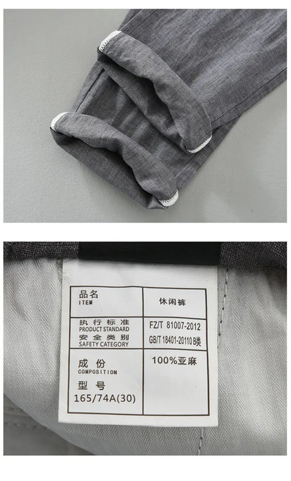 Summer New Pure Linen Casual Slim Pants for Men Clothing Thin Breathable Streetwear Men Trousers EC1335