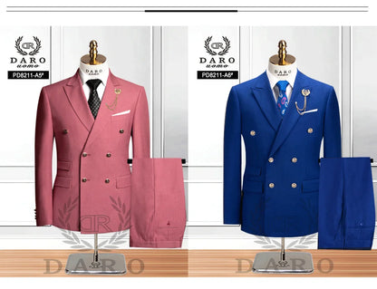 DAROuomo 2026 Men's Slim Fit Formal Business Suit 2Pcs Set - DR8211 (Jacket + Pants) for Work Wear