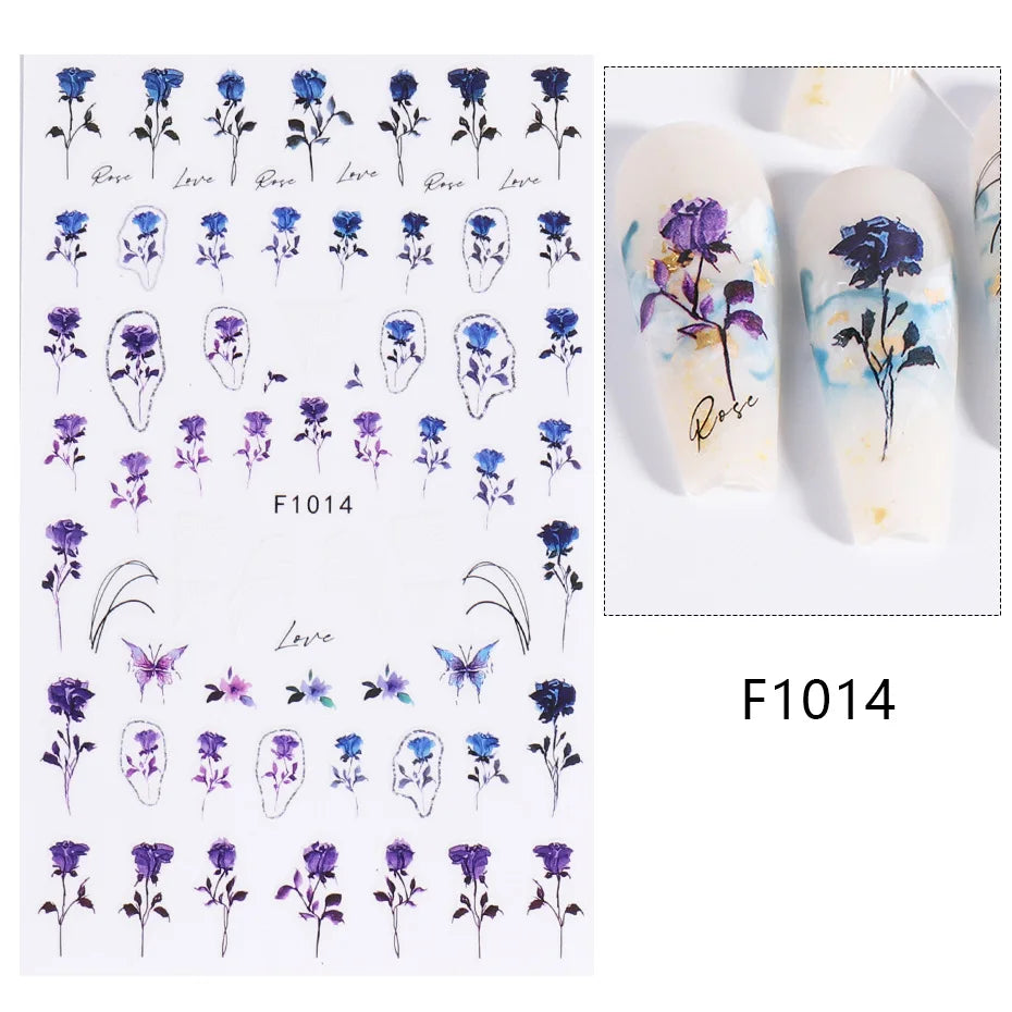 1PCS Marbled Nail Sticker 3D Abstract Lines Sticker Nail Art Supplies Nail Decals Y2K Laser Butterfly Ladies Nail Art Decoration
