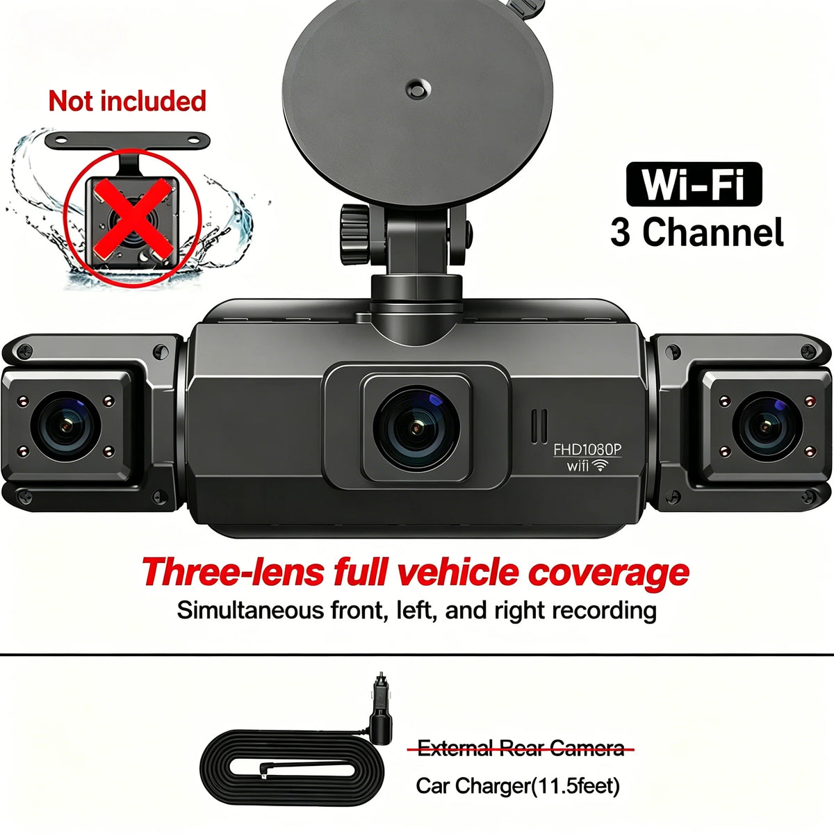 Dashcam 4 Channels WiFi Car DVR Dashboard Cameras for Car Way Back Box Parking Mode 24H Front and Rear Interior 360 Dash Cam