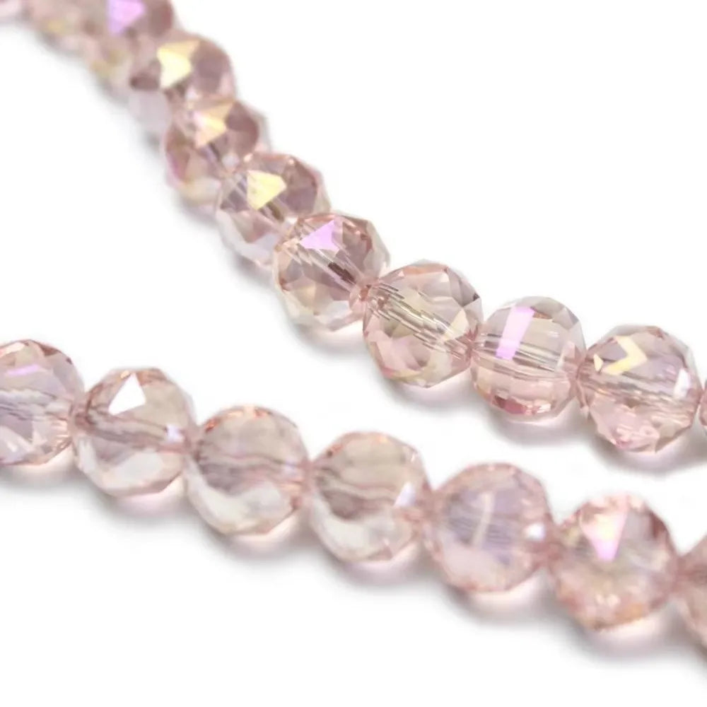 6/8/10mm Sizes Faceted Glass Beads Pink Blue Plating Clear Crystal Earth Beads 96-faceted Faceted Cut Style Jewelry Making Beads