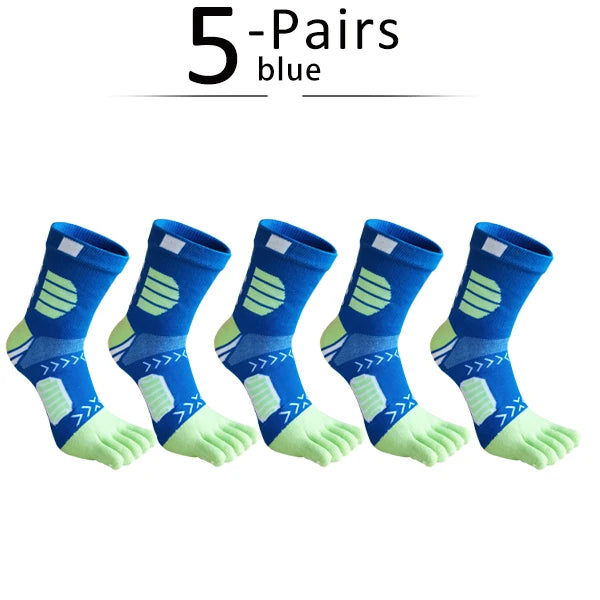 5 Pairs Sport Toe Socks Compression Pure Cotton Sweat-Absorbing Colorful Bike Marathon Fitness Outdoor Basketball 5 Finger Socks