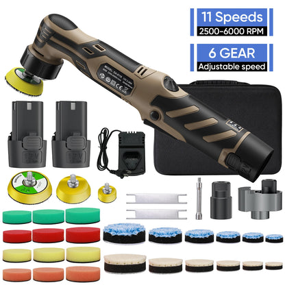Cordless Mini Car Polisher Detailing Wireless Car Polishing Machine Auto Waxing Car Paint Scratch Repair 1/1.5/2 Inch Pads Kit