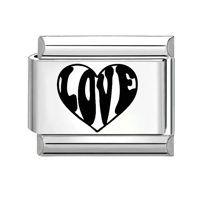 Laser Engraving Piano Heart Star Wings NO.7 Lips Italian Charm Links Fit 9mm Bracelet Stainless Steel Men Women DIY Making Gifts