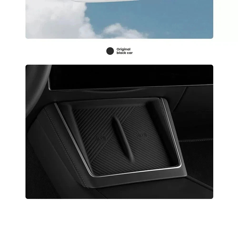 For Tesla Model Y/YL/3 Highland Center Console Wireless Charging Silicone Pad Cup Holder Mat Anti-slip black style accessories