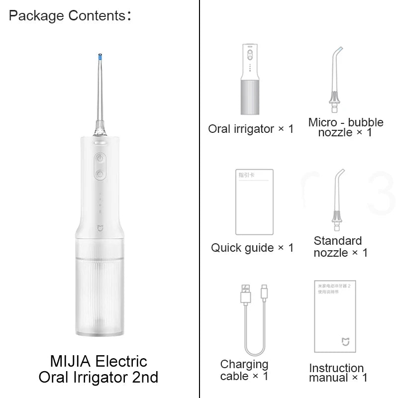 MIJIA Electric Oral Irrigator Upgraded version – Ultrasonic, 90-Day Gentle Use,Water Flosser Dental, 3 Modes, 200mL Tank