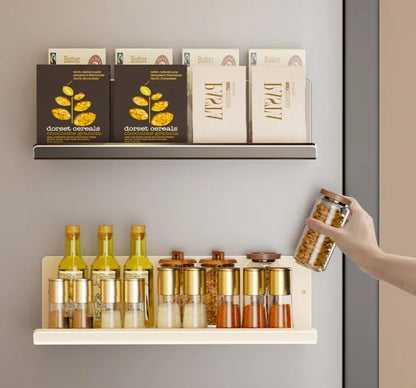 Punch-Free Wall Mounted Magnetic Fridge Shelf Kitchen Seasoning Spice Organizer Multifunctional Home Storage Box