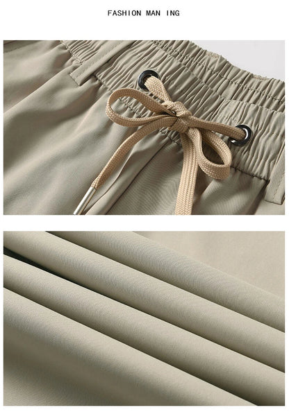 Mens Elastic Waist Casual Pants Quick Dry Wrinkle Free Slacks Summer Light Weight Trousers Spring Summer Running Golf Pants