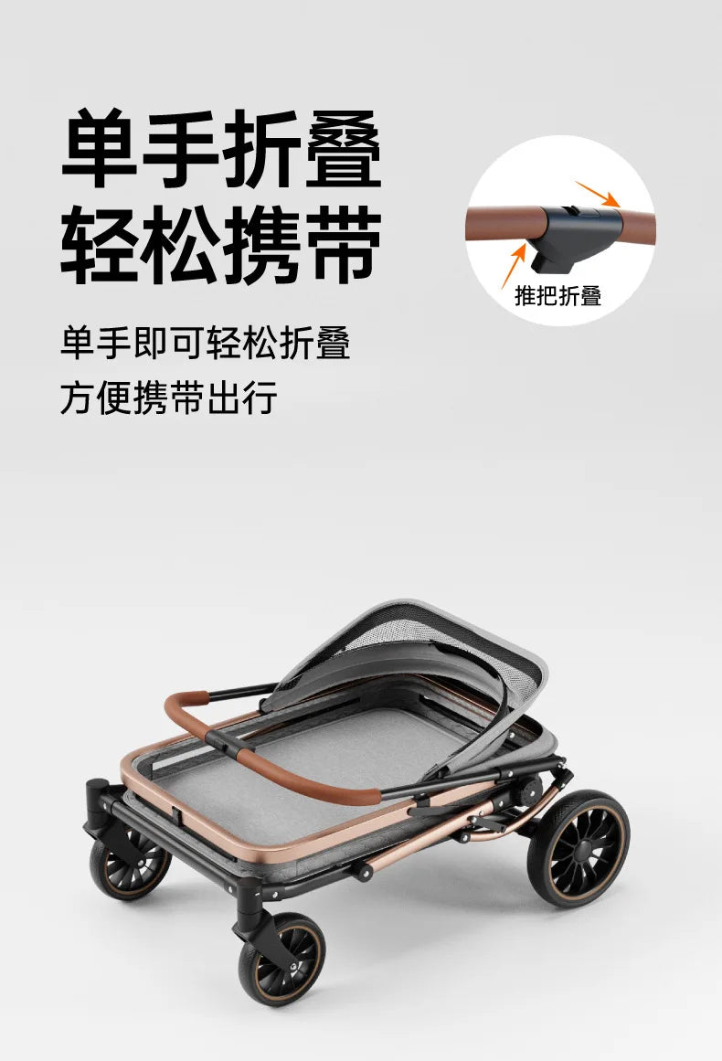 Foldable Large Giant Dog Stroller Lightweight Portable Multi Cat Pet Carrier for Senior Dogs Outdoor Travel