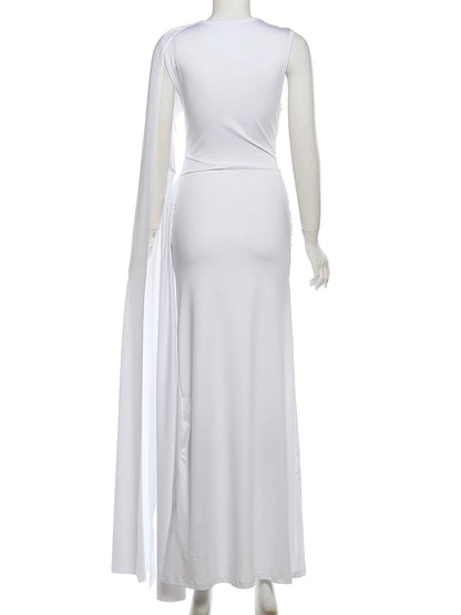 Weird Puss Elegant Party Dress Woman Ruched o-Neck Sleeveless Irregular Ribbon Metal Trim Classic Chic Birthday Banquet Vestidos