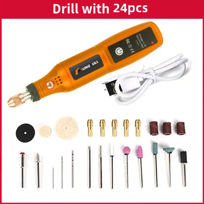 DIY Mini Rotary Tool USB Engraving Tool Dremel Tool Mini Grinder Machine Mini Wireless Drill Rechargeable Polishing Machine